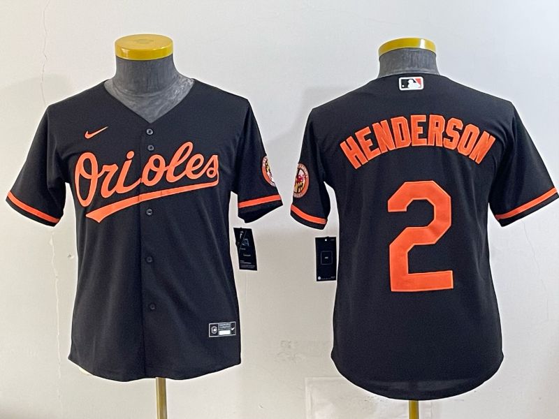 Youth 2025 Baltimore Orioles #2 Henderson Black Nike MLB Jersey 05